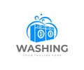 ÃÂ¡ommercial laundry logo design. Washing machine vector design
